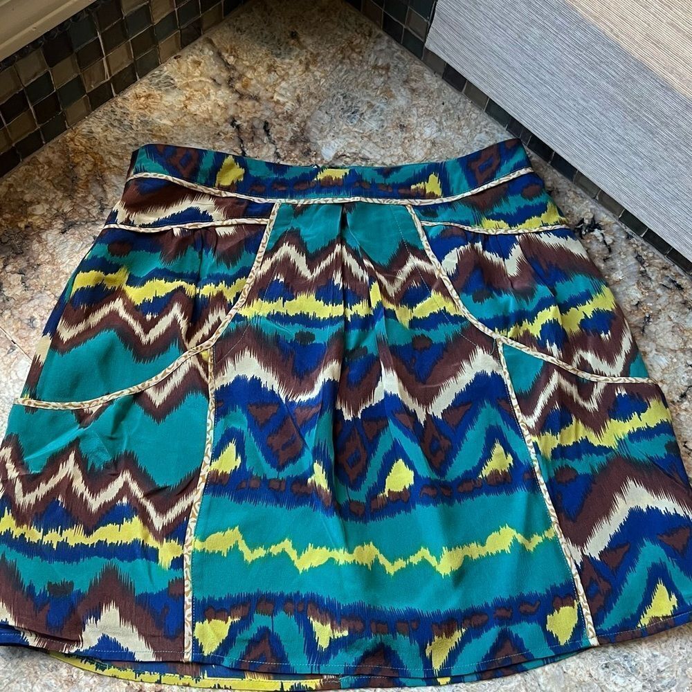 100% Silk Colorful Zigzag Skirt